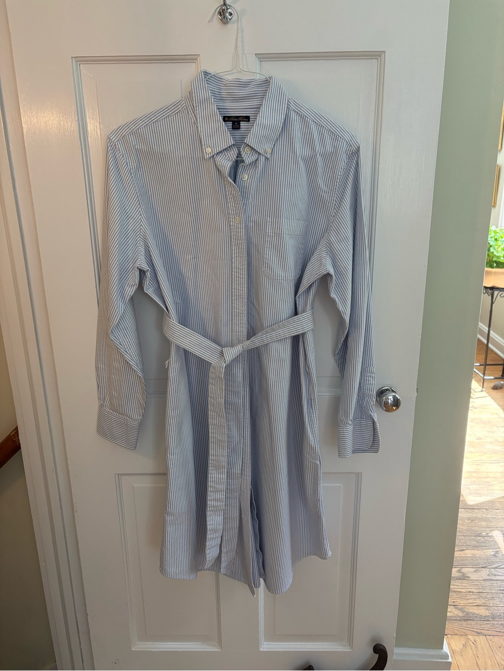 Brooks Brothers Light Blue and White Pinstripe Shirt Dress